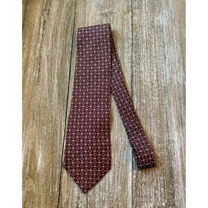 Christian Dior Monsieur Vintage Men's Tie Dark Red Geometric Made In USA
